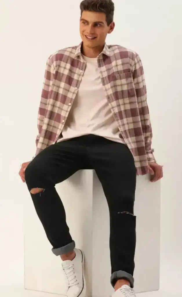 Mast & Harbour Men Standard Tartan Checked Cotton Casual Shirt