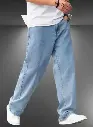 Men Loose Fit Mid Rise Light Blue Jeans